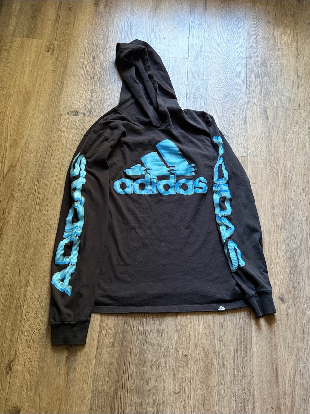 adidas Boys Black Rash Washd Guard Hoodie with Blue Logo